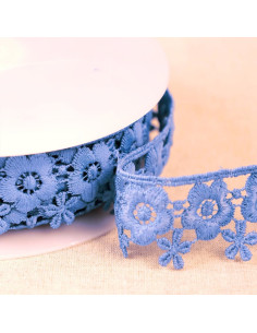 Guipur floral - Azul lavanda