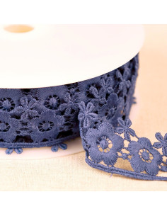 Guipur floral - Azul marino