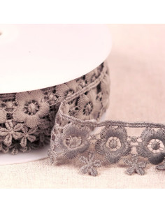 Guipur floral - Gris medio