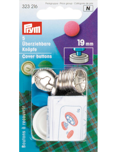 Caja de 5 botones para cubrir con herramienta de 19 mm