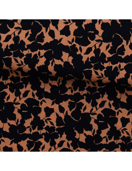 Tejido de viscosa fantasía - Oinette beige y negro