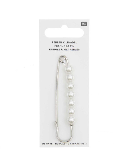Alfiler de kilt 76 mm - Plata con perlas