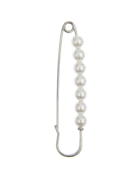 Alfiler de kilt 76 mm - Plata con perlas
