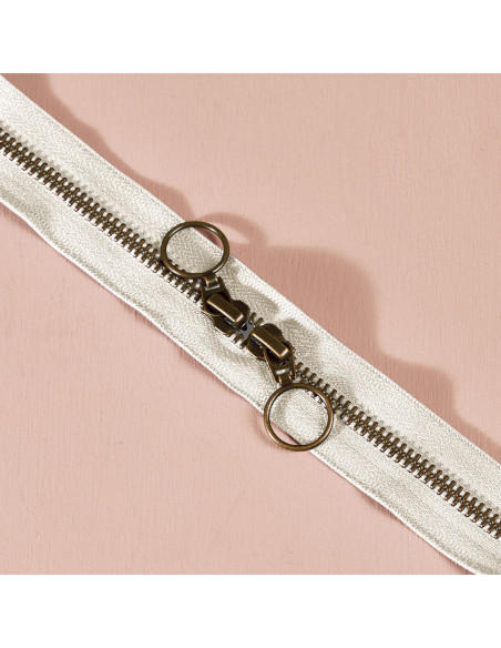 Cierre de doble cursor de latón Off White 60 cm - Atelier Brunette