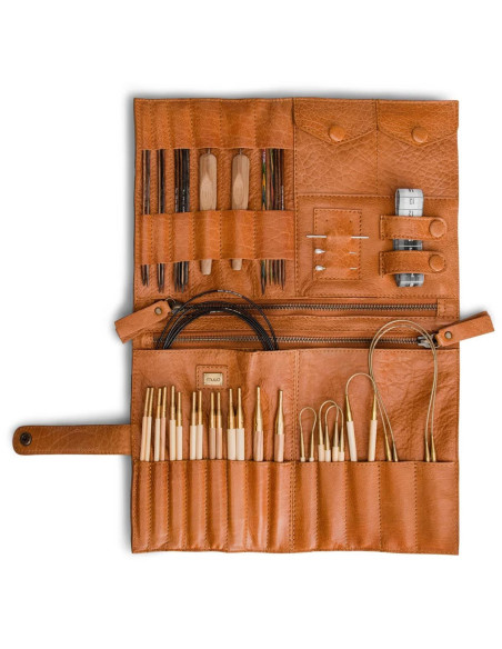 Estuche de almacenamiento de cuero para ganchos y agujas intercambiables Muud Billie - Whisky