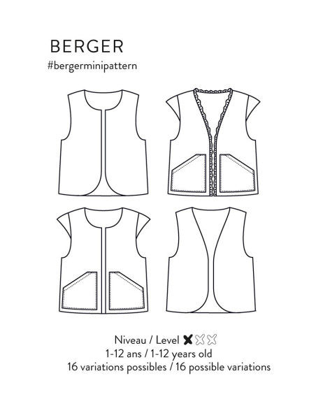 Patrón de chaleco o chaqueta Berger Mini - Atelier Scämmit