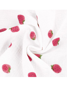 Tejido de doble gasa de algodón - Fresas