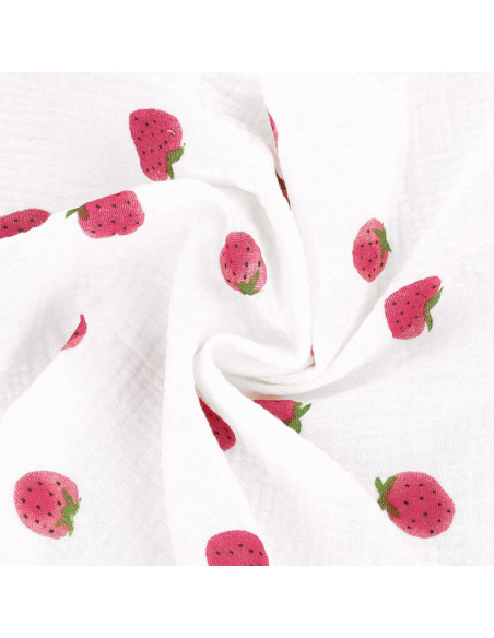 Tejido de doble gasa de algodón - Fresas