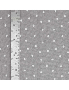 Tejido popelina de algodón con lunares - Gris 2