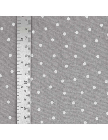 Tejido popelina de algodón con lunares - Gris