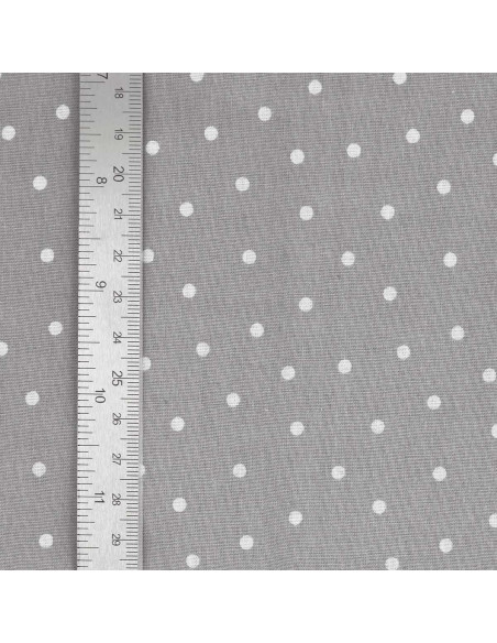 Tejido popelina de algodón con lunares - Gris