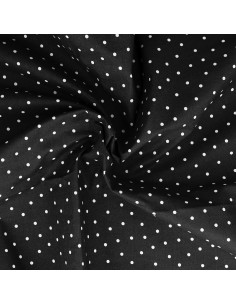 Tejido popelina de algodón con lunares - Negro