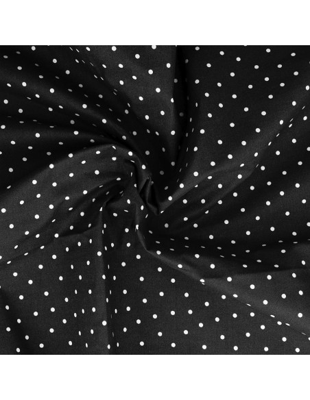 Tejido popelina de algodón con lunares - Negro