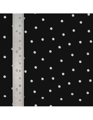 Tejido popelina de algodón con lunares - Negro