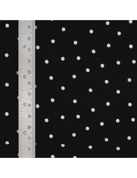 Tejido popelina de algodón con lunares - Negro