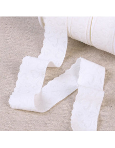 Elástico lencería estilo encaje corazones blanco