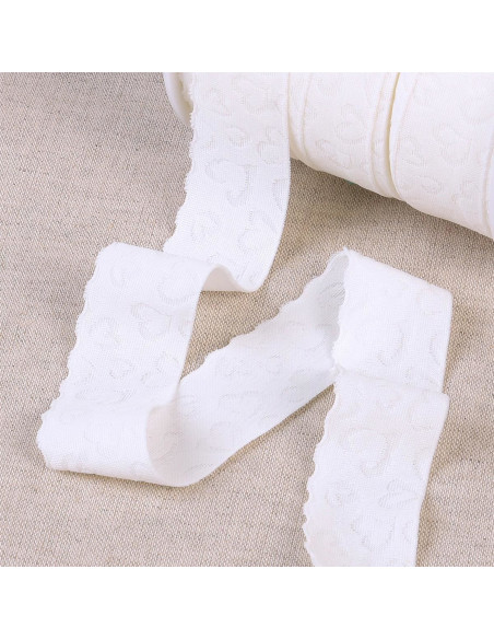 Elástico lencería estilo encaje corazones blanco