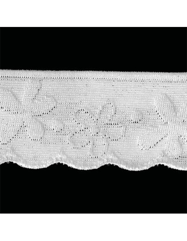Elástico lencería estilo encaje flores estilizadas blanco