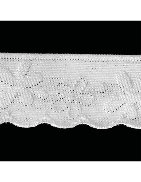 Elástico lencería estilo encaje flores estilizadas blanco