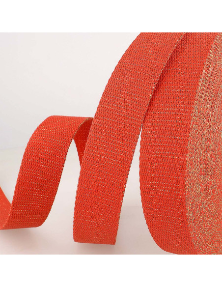 Correa de bolso de lurex - Rojo y dorado