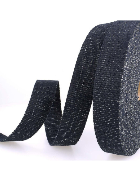 Correa de bolso de lurex - Marino y plata