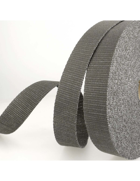 Correa de bolso lurex - Antracita y plata