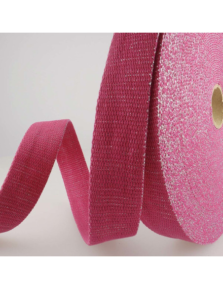 Correa de bolso de lurex - Fucsia y plata