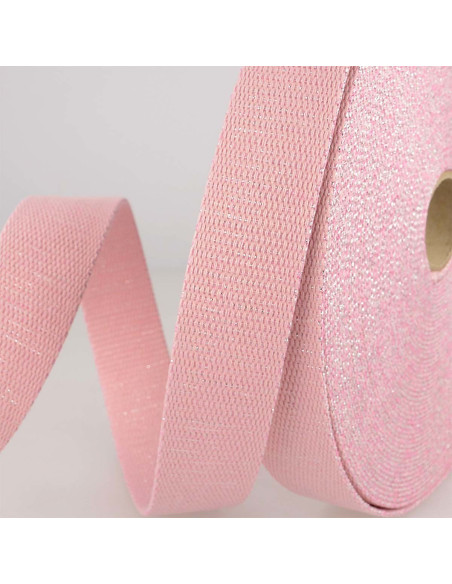 Correa de bolso lurex - Rosa y plata