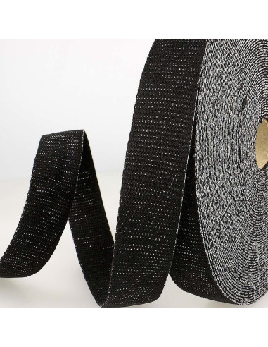 Correa de bolso lurex - Negro y plata