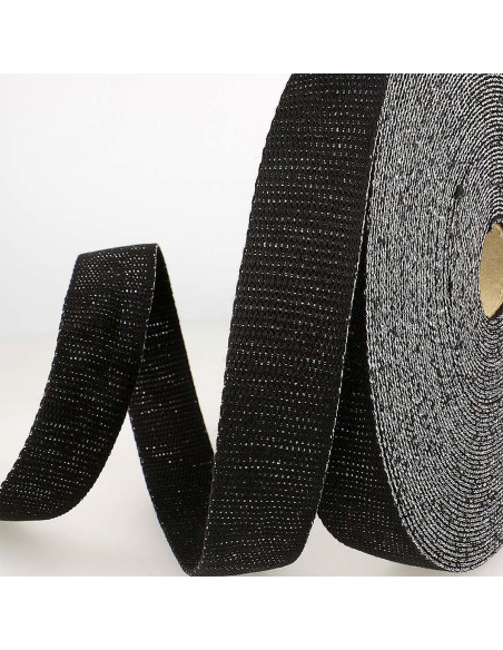 Correa de bolso lurex - Negro y plata