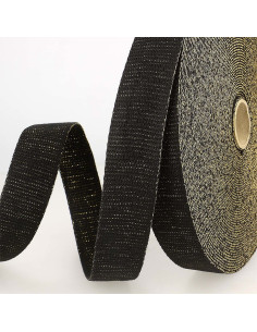 Correa de bolso lurex - Negro y dorado