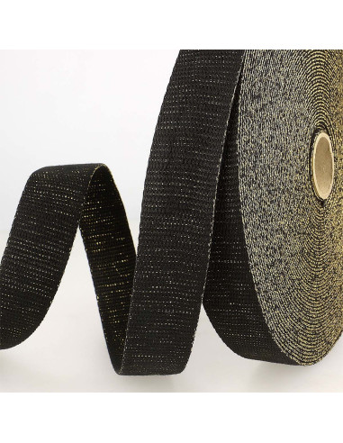 Correa de bolso lurex - Negro y dorado