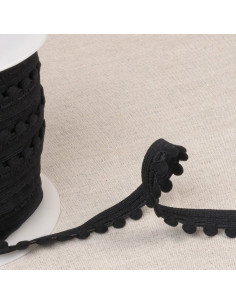 Elástico con pompones - Negro