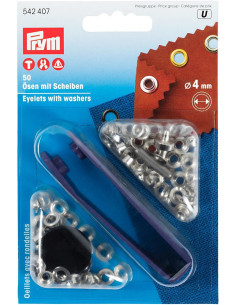 Caja de 50 ojales de 4 mm con herramienta de colocación - Plata