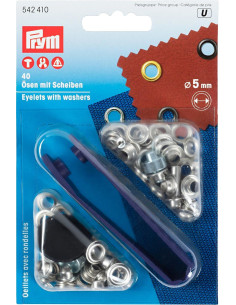 Caja de 40 ojales de 5 mm con herramienta de colocación - Plata