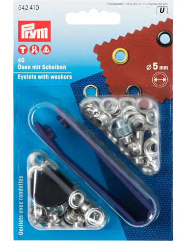 Caja de 40 ojales de 5 mm con herramienta de colocación - Plata