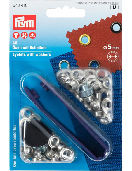 Caja de 40 ojales de 5 mm con herramienta de colocación - Plata