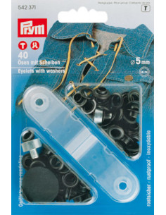 Caja de 40 ojales de 5 mm con herramienta de colocación - Negro