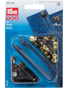 Caja de 24 remaches de 9 mm con herramienta - Bronce y Cobre