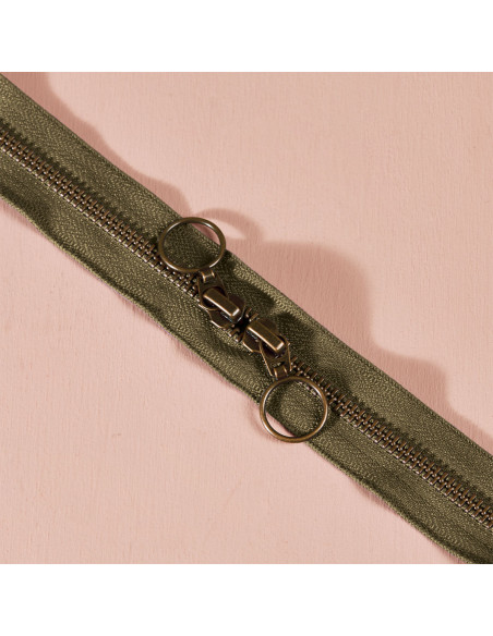 Cierre de doble cursor de latón Ivy Green 60 cm - Atelier Brunette