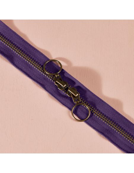 Cierre de doble cursor de latón Majestic Purple 60 cm - Atelier Brunette