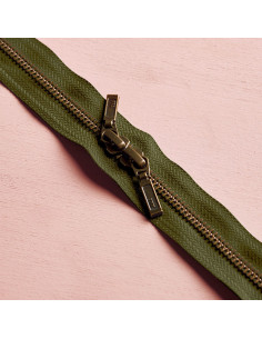 Cierre de doble cursor Latón y Ivy Green 40 cm - Atelier Brunette