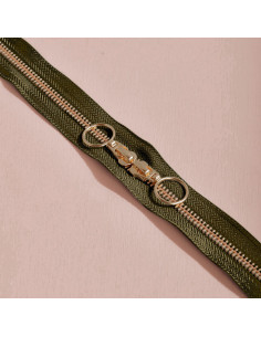 Cierre de doble cursor Gold y Ivy Green 40 cm - Atelier Brunette