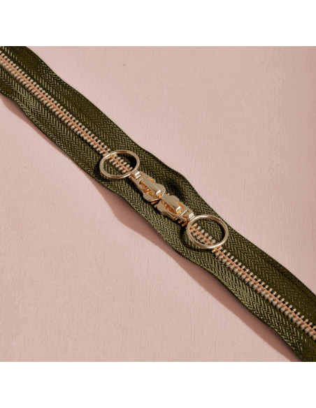 Cierre de doble cursor Gold y Ivy Green 40 cm - Atelier Brunette