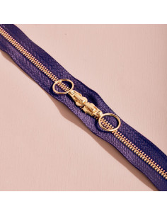 Cierre de doble cursor Gold y Majestic Purple 40 cm - Atelier Brunette