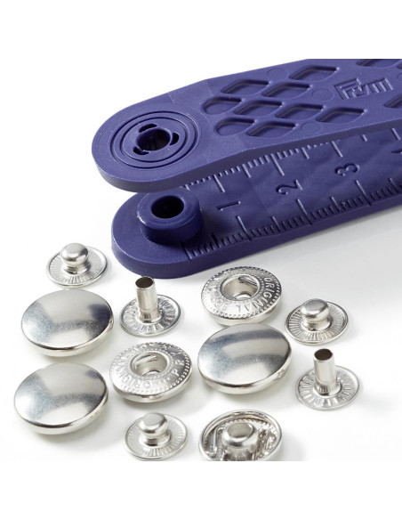 Caja de 10 botones de presión anorak Plata con herramienta 15 mm