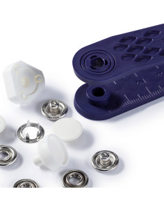 Caja de 6 botones de presión para jersey Blanco con herramienta de 12 mm 2