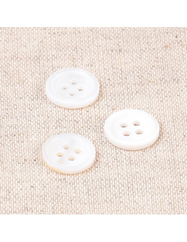 Botón de concha de 4 agujeros 11 mm - Blanco