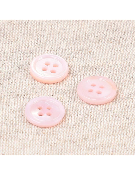 Botón de concha de 4 agujeros de 11 mm - Rosa