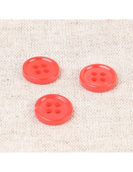Botón de concha de 4 agujeros de 11 mm - Rojo